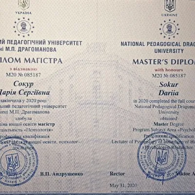 Національний педагогічний університет імені Михайла Драгоманова диплом магістра