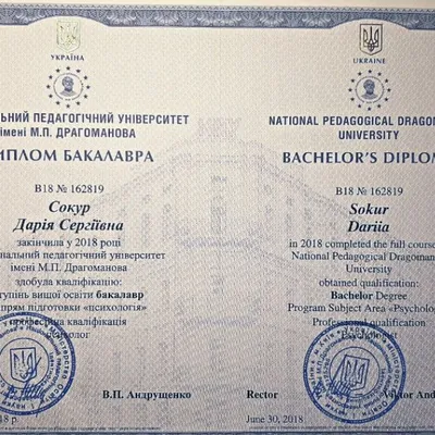 Національний педагогічний університет імені Михайла Драгоманова диплом бакалавра