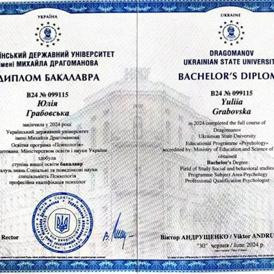 Український державний університет імені Михайла Драгоманова диплом бакалавра