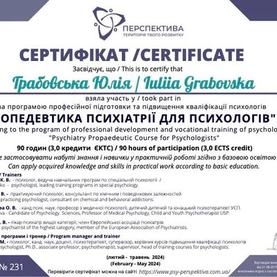 Пропедевтика психіатрії для психологів